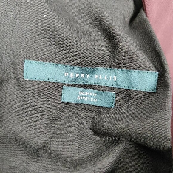 Perry Ellis Slim Fit Stretch Men's Burgundy Dress Pants Size 34 x 32 Academia - Picture 12 of 12